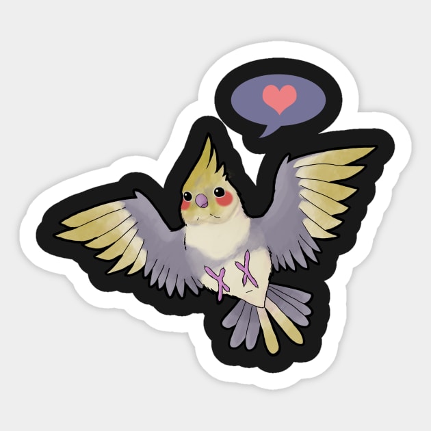 Pied Cockatiel Love Sticker by Psitta